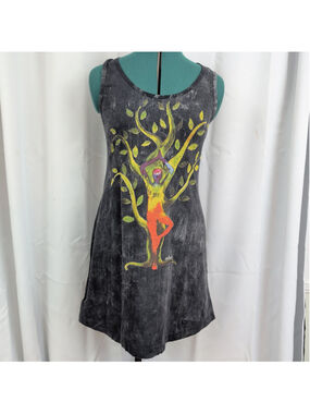 New No Time Black Yoga Motif Dress Medium